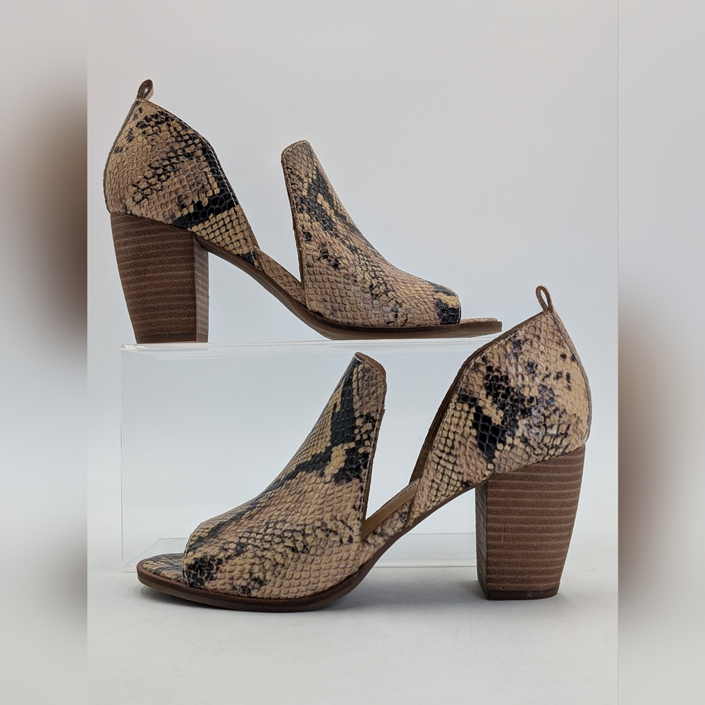 Lucky Brand LK-Junai Women's Size 7M Genuine Leather Snakeskin Peep Toe Heels - Picture 8 of 17